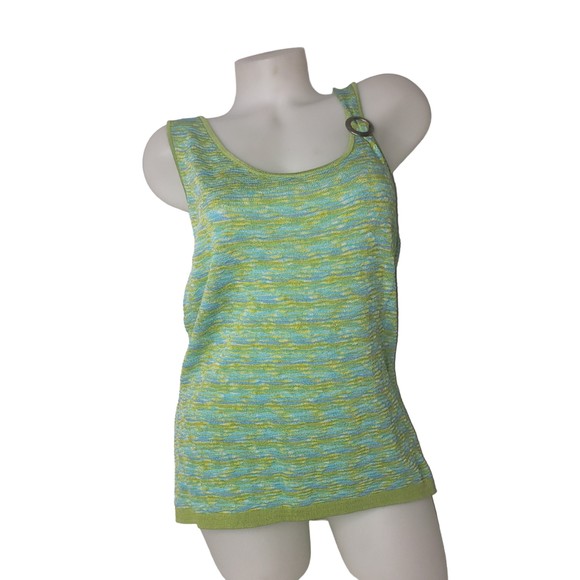 Sigrid Olsen Green Blue Knit Tank Top Size Large - Picture 8 of 8